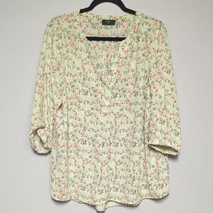T Tahari Floral Blouse - Cream and Pink